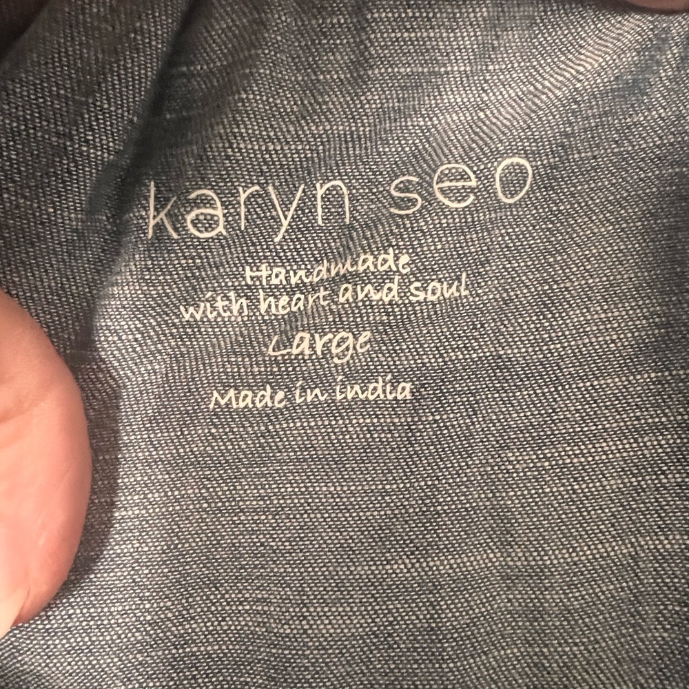 Karyn Seo Embroidered Denim Blouse with Floral Accents - Picture 2 of 3